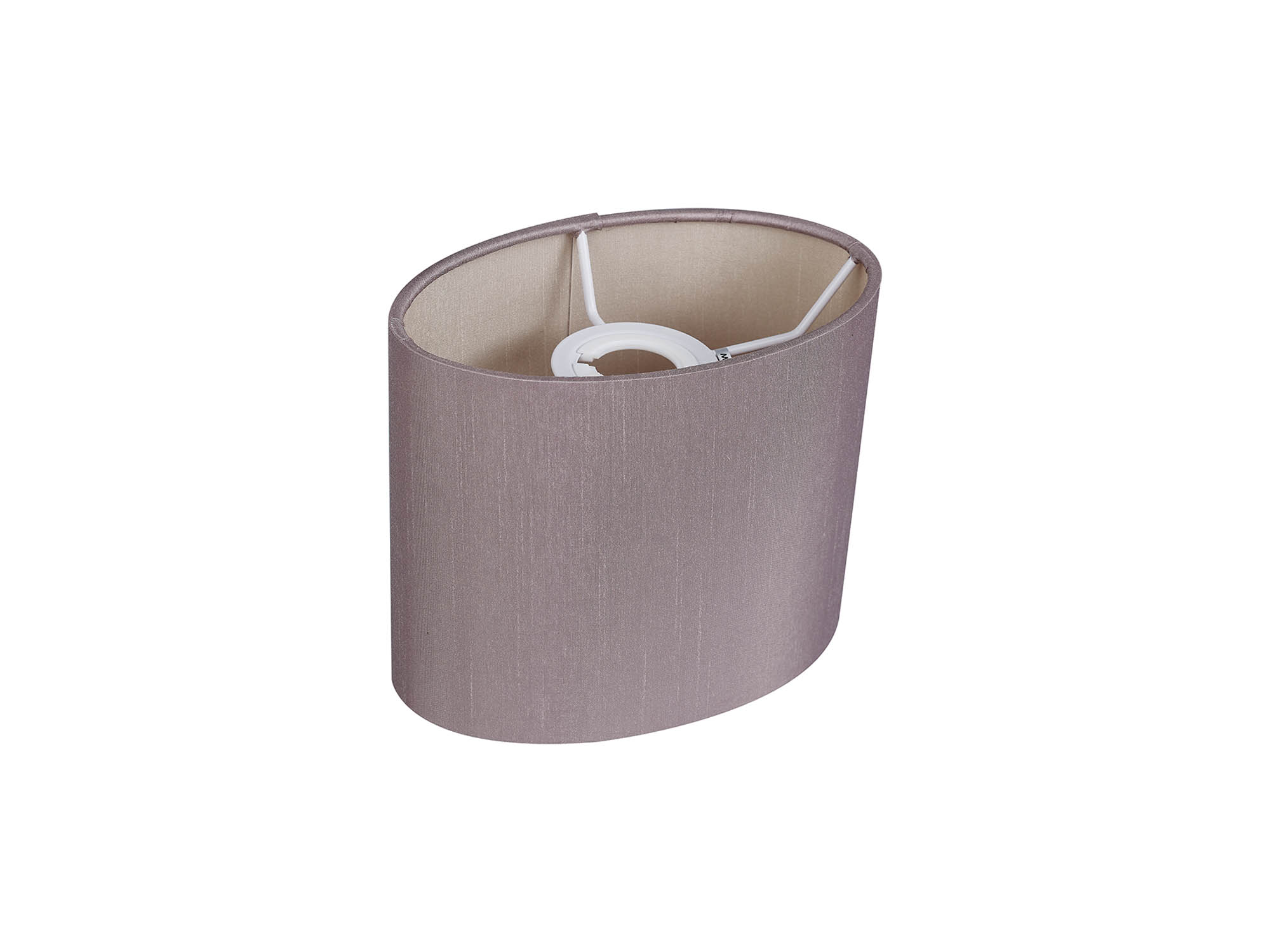 D0732  Serena Oval Faux Silk Fabric Shade Taupe, Halo Gold